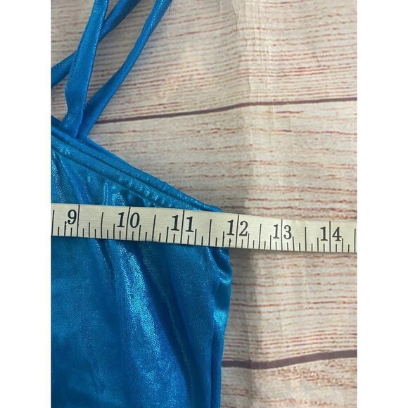 Cheerleader Danz Team Blue Shimmer Asymmentrical Cheer leading Top - Small - Picture 7 of 12